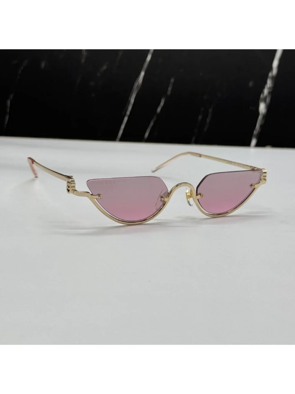 New Gucci GG1603S 003 Cat Eye Pink Gold Women Sunglasses